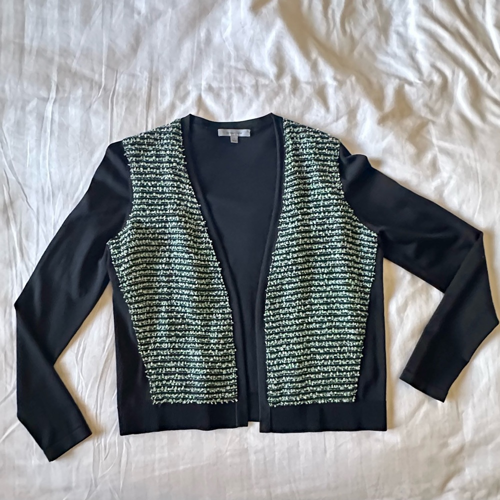 Black and Green Open Front Cardigan